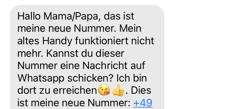 Eine typische Betrugs-Whatsapp.